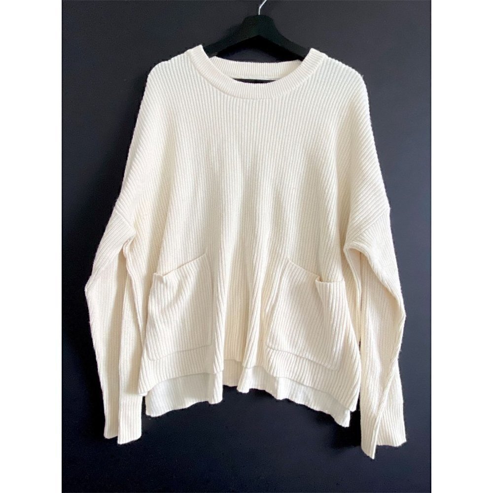 NWOT Madewell Patch Pocket Pullover Ivory Sweater Size 2X - Picture 4 of 11
